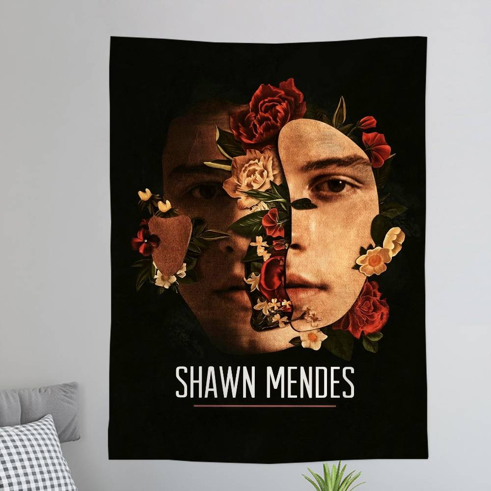 Classic Sshawn Mmendes Cartoon Tapestry Hippie Flower Wall Carpets Dorm Decor Art Home Decor