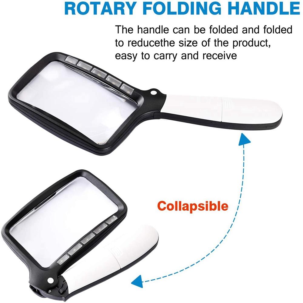 for Reading with 5 Led Lights Sewing Magnifier Optical Instrument LED Loupe Magnifying Glass
