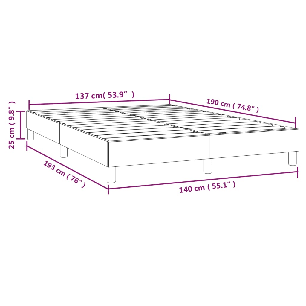 Box Spring Bed Frame Light Gray 140 x 190 cm Velvet