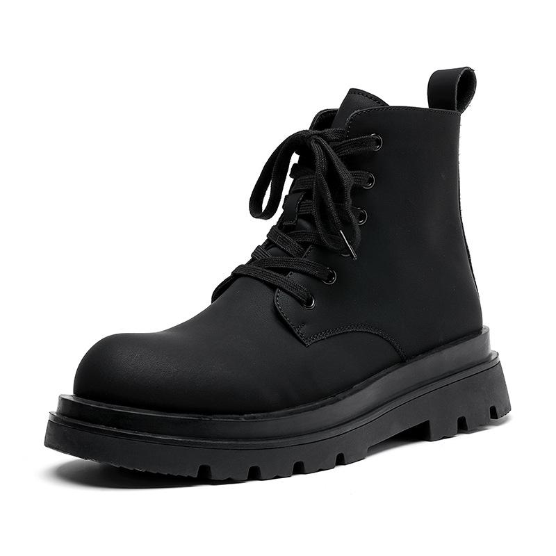 Martin boots men's autumn and winter velvet high-top black men's British style thick-soled heightening locomotive boots 5166-J