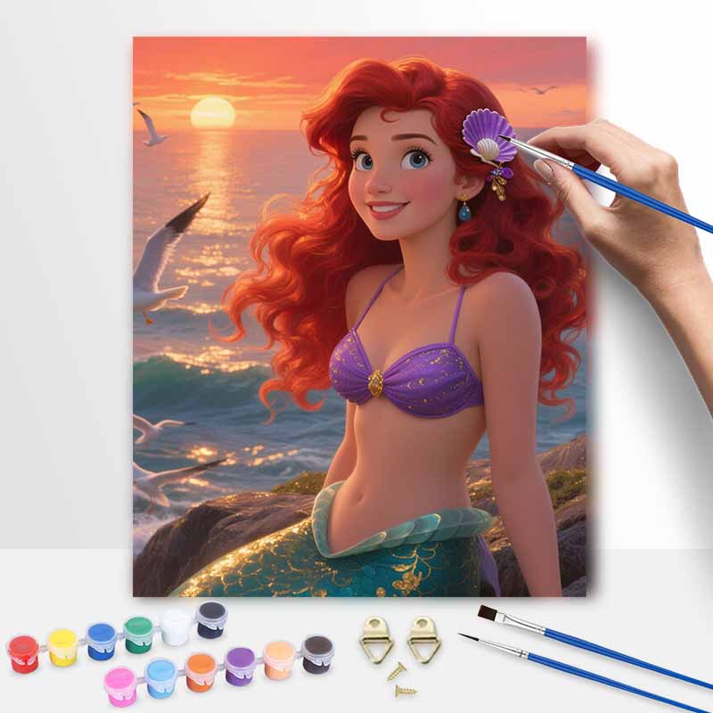 Disney Русалочка Закат Раскраска по номерам Набор для рисования Арт-набор Декор для дома Подарок
