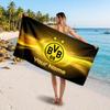 Borussia Dortmund Custom Beach Towel, Personalized Name Text Print, Football Logo Soft Quick‑Dry Towel Holiday Gift