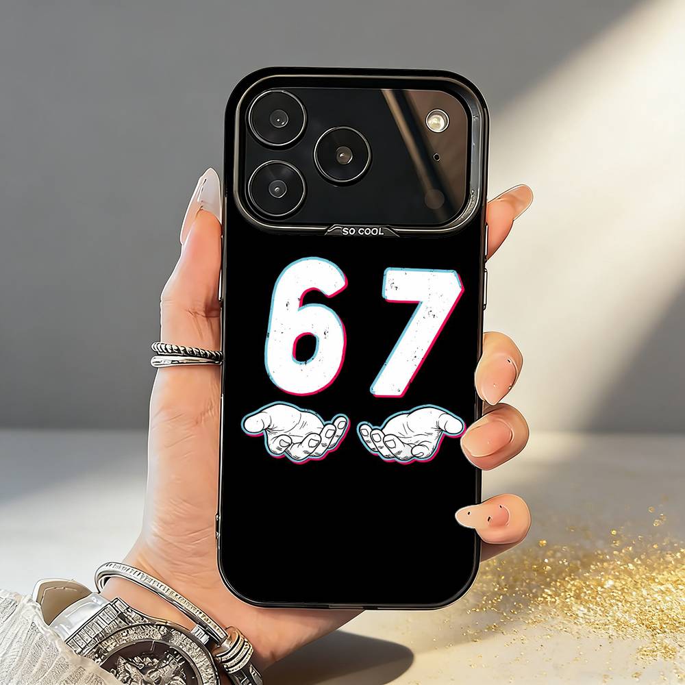 67 Шесть Семь Чехол для телефона Для iPhone17,16,15,14,13,12,11,Pro,MAX Серый Матовый Силикон Черный Чехол