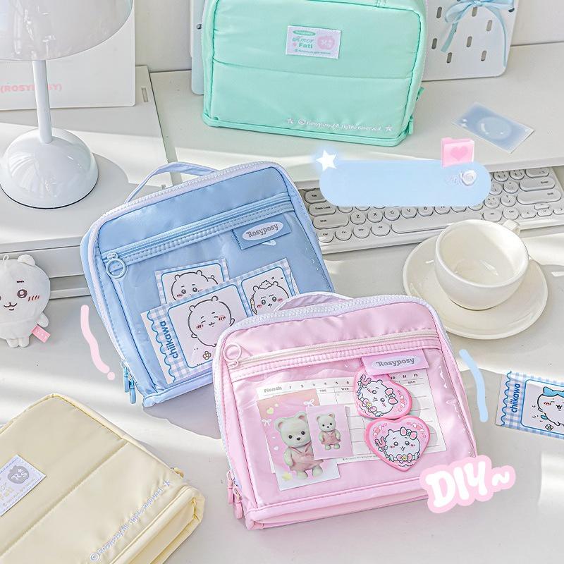 RosyPosy soft Adorn decoration pencil case, large-capacity folded standing stationery bag, pain pencil case can be decorated