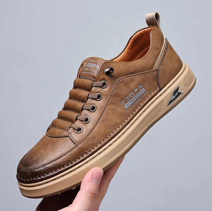 Мужская обувь Кожаные повседневные кроссовки Дышащие прогулочные туфли на платформе слипоны Мужские туфли на плоской подошве с резиновой подошвой Мужская спортивная обувь Zapatillas