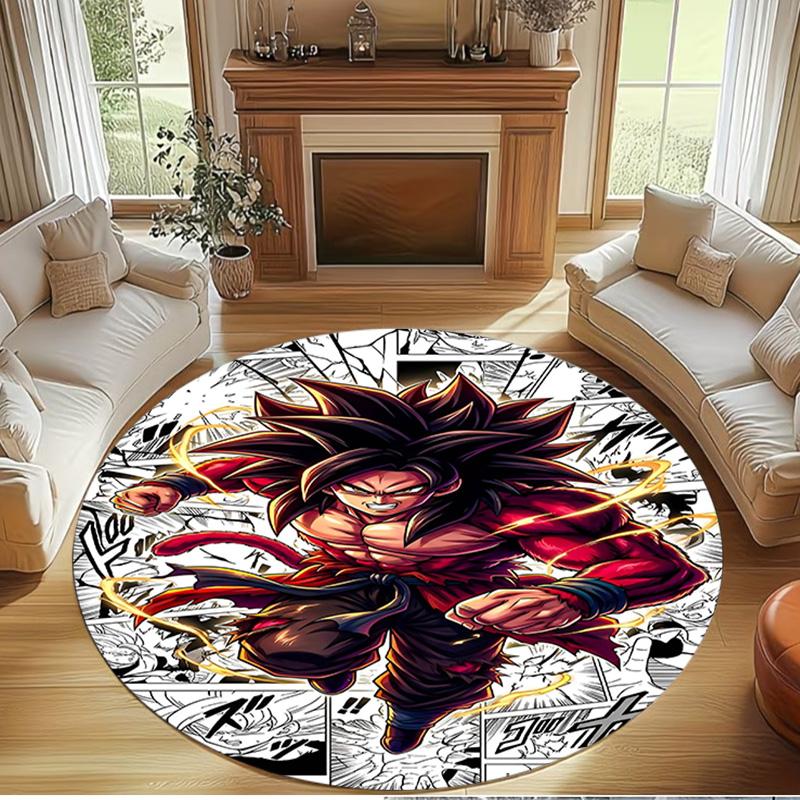 DRAGON BALL Print Round Rug, Washable Floor Carpet, For Entryway Dorm Laundry Room Office Study, Home Decor Birthday Christmas Gift