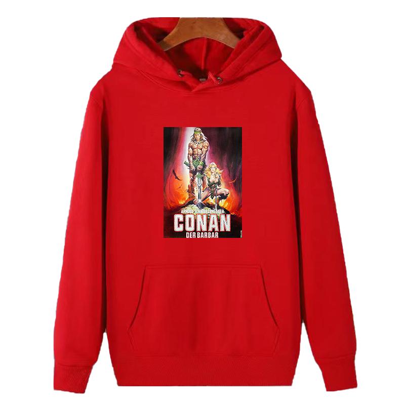 Sudadera con capucha estampada de la película clásica Conan el Bárbaro, sudadera con capucha de felpa gruesa para hombre, otoño/invierno