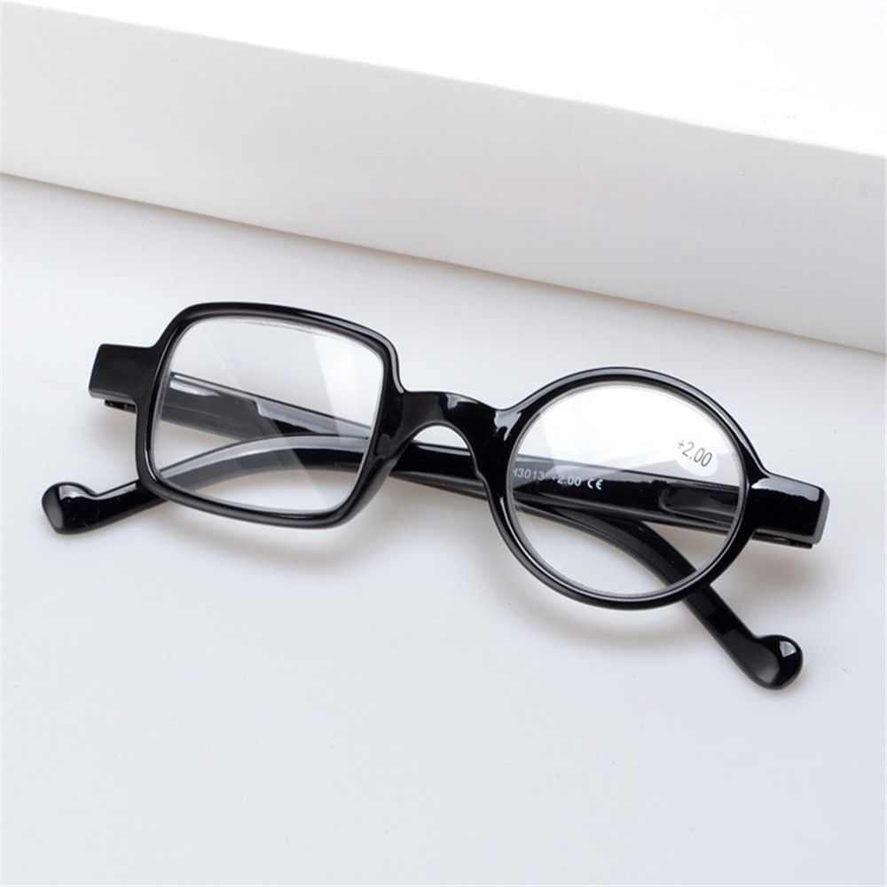 Retro Leopard Asymmetrical Round,Square Reading Glasses Women Presbyopia Glasses Hyperopia Eyeglasses for Elder 1.0 ~ 3.5