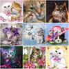 Cat DIY 5D Diamond Painting Full Round Resin Animal Flower Diamond Embroidery Mosaic Cross Stitch Rhinestone Wall Art Home Decor