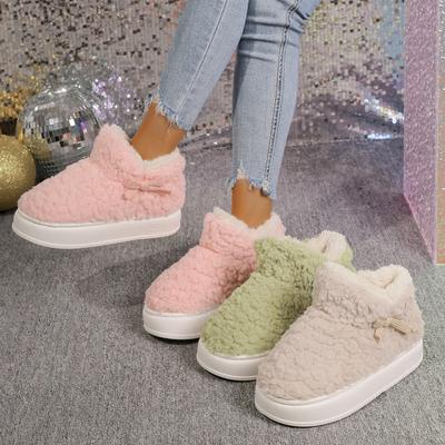 Модные женские сапоги, зимние теплые домашние хлопковые туфли, женские модные мягкие пушистые плюшевые тапочки на платформе для пар, домашние зимние сапоги для женщин