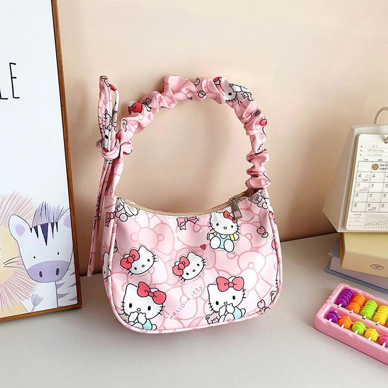 New Kitty crossbody bag Cartoon cat High-end women's underarm bag Versatile single shoulder printed bag Cartoon Girl Handbag