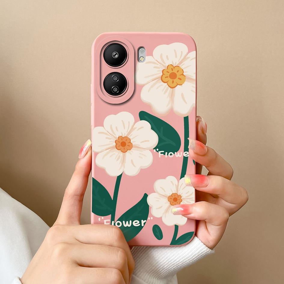 Чехлы для Xiaomi Redmi A3 K60 K70 Pro K70E Note 13 Pro 13R 13C, милый матовый жидкий силикон с цветком авокадо, мягкая задняя крышка, защитный чехол для телефона, бампер