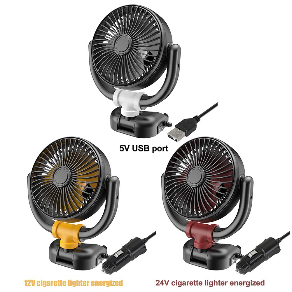 Автомобильный охлаждающий вентилятор 5 В/12 В/24 В, вращение на 360 градусов, мощный автомобильный вентилятор, низкий уровень шума, вентилятор для обдува приборной панели, складной, летние автомобильные аксессуары