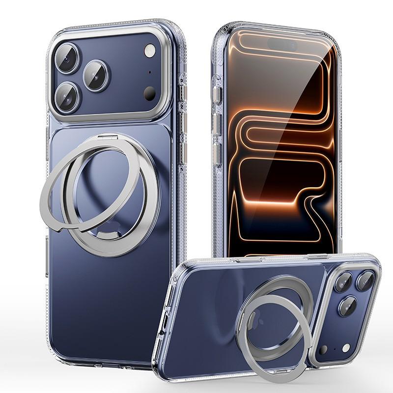 Magnetic Snap-on Case IPhone 17 Pro Max With 360 Rotating Kickstand Matte Finish Shockproof TPUPC Metal Magnet