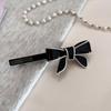 Elegant Acetate Bow Hairpin & Hairband Set - Black and White Clip with Hair Tie.