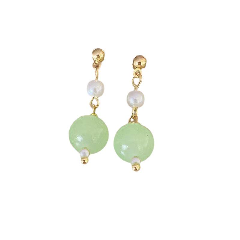 Классические серьги-чеонгсамы с жемчугом Ханьфу и нефритом Хотан