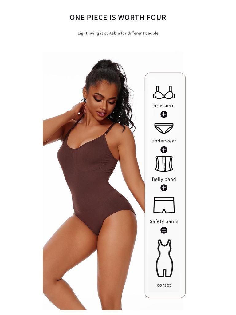 Women's Cross-Border Body Shaping One-Piece: Abdomen-Tightening, Open Crotch, Hip-Lifting, Sling Corset Briefs