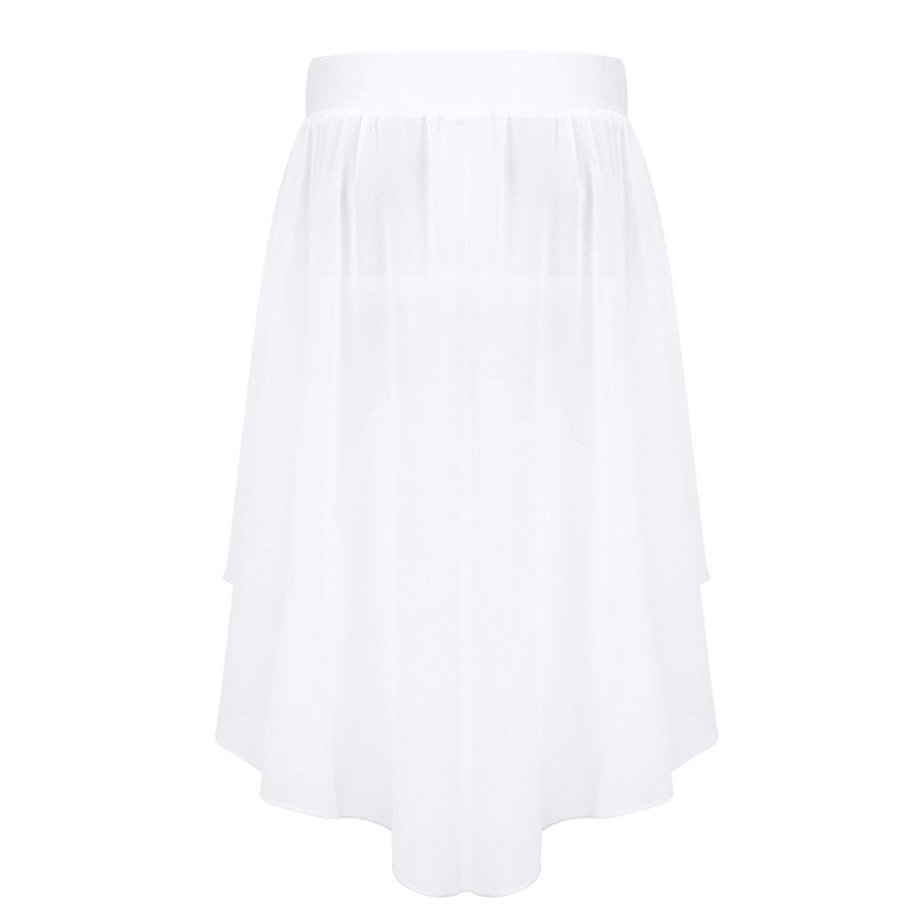 Юбка для девочек из шифона с высокой посадкой и эластичной талией для танцев, для занятий джазовым балетом