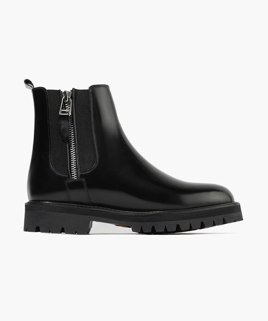 Firenze Atelier [Vibram] Zipper Detail Full Grain Round Toe Chelsea 9770 [Black Box]