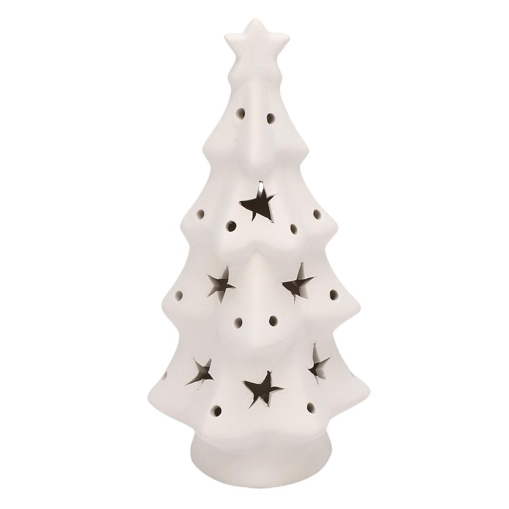 Light Up Ceramic Xmas Tree Lighted Xmas Tree Figurine Battery Operated for Home Tabletop Holiday Decoration