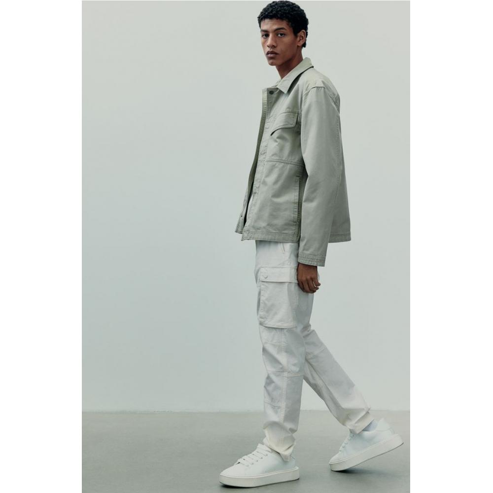 HM Regular Fit Canvas oversHirt pistacHio Green