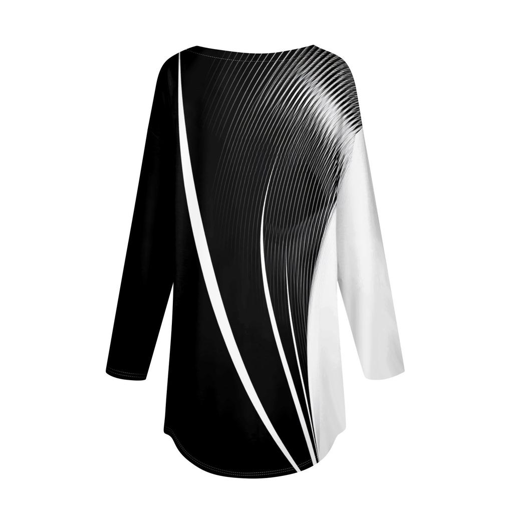 Женский модный пуловер с круглым вырезом и длинными рукавами с принтом