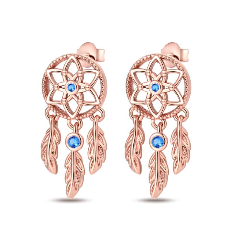 925 Silver DreamCatcher Hoop Earrings Turquoise Zircon Earrings For Women Fine Birthday Jewelry Gifts