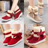Women's Winter Boots Warm Fur Lined Casual Ankle Shoes With Sweet Bow Flats