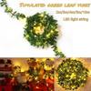 Christmas Decoration Artificial Garland LED String Lights Simulated Green Leaf Tree Vines Suitable for Holiday DIY Handmade Decoration Battery Powered