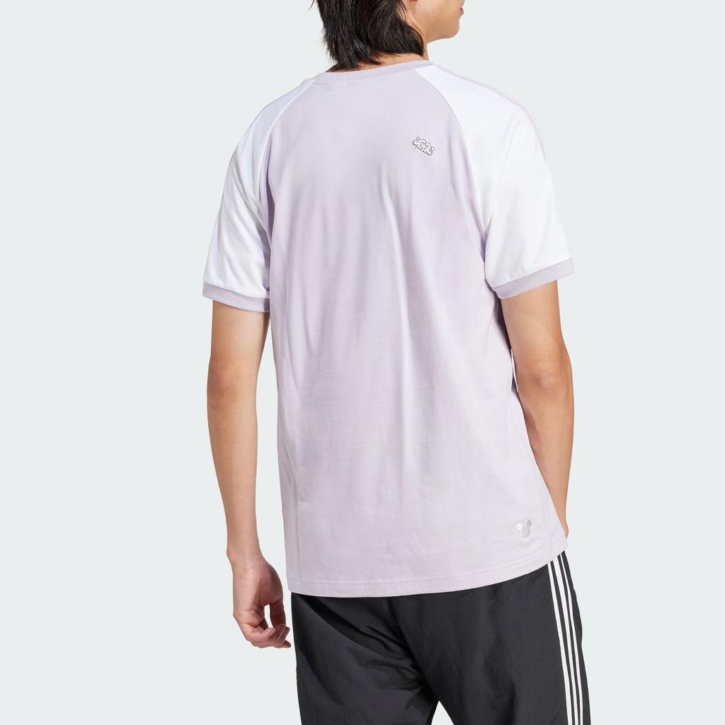 Adidas Спортивная футболка Originals X Mickey Mouse SS24 с логотипом в тройную полоску, мужские топы, серебристые IY2271