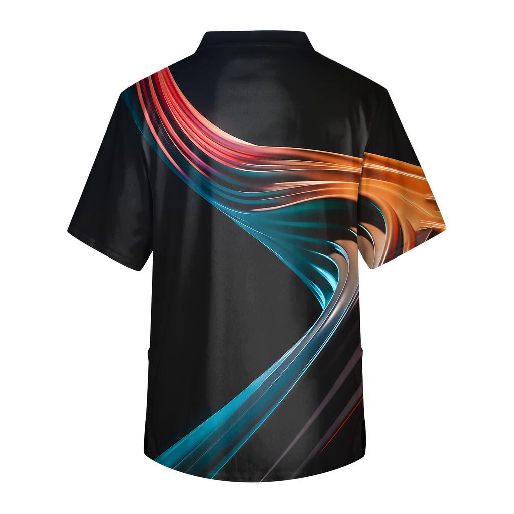 Мужские топы с короткими рукавами и v-образным вырезом с принтом, рабочая блузка с карманами