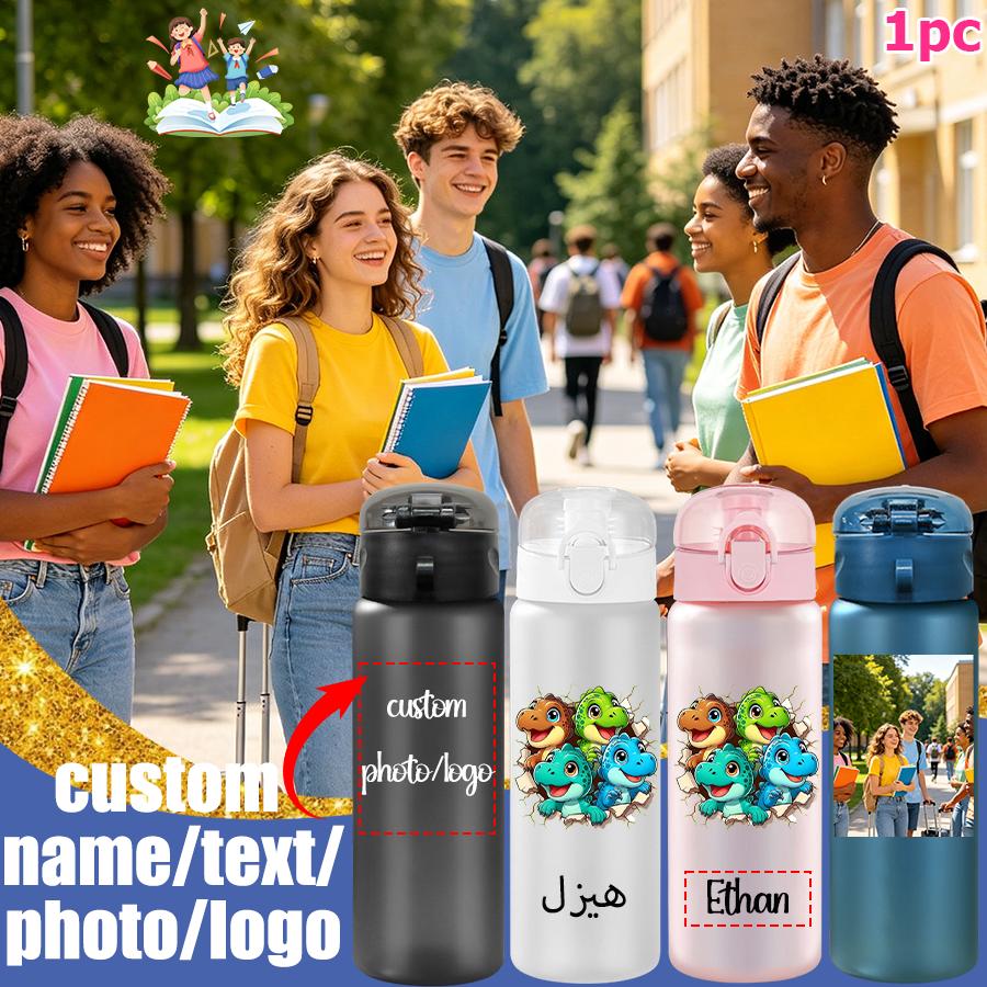 1pc Custom Back to School Brown Green Cyan Blue Dinosaur Pattern 780ml/26oz Plastic Water Bottle Outdoor Travel Sports Cup