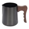 Питчер для кофе 600 мл Нержавеющая сталь Ручка из бука Выход типа «Орлиный нос» Чашка для вспенивания кофе Коричневая ручка