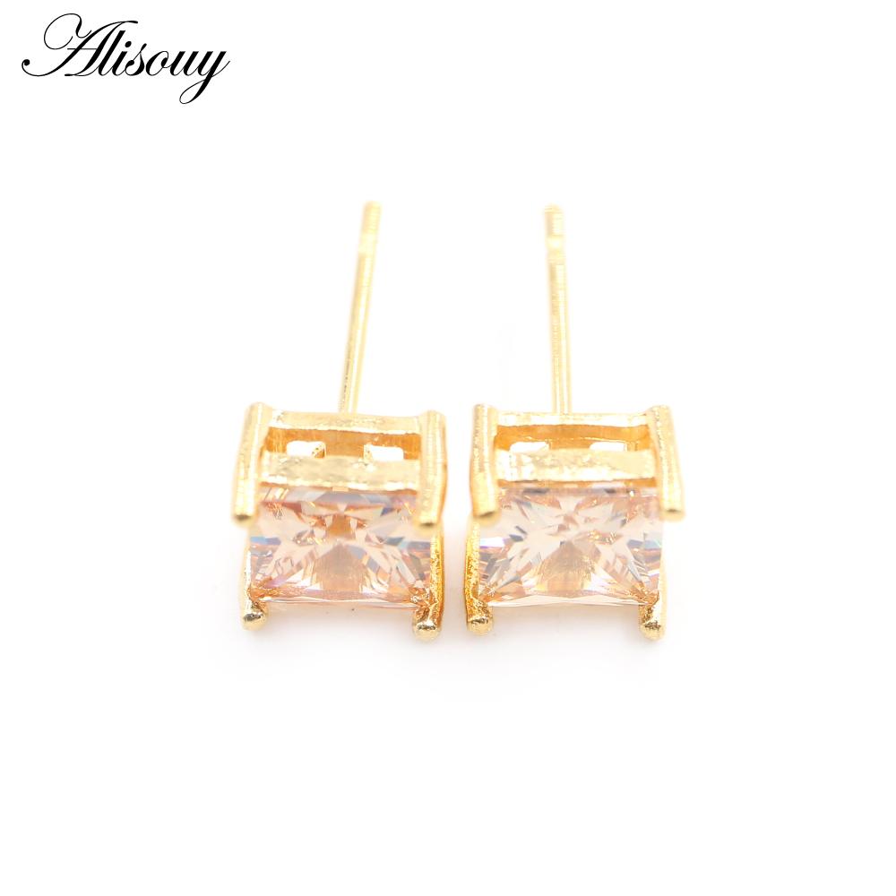 Alisouy 2 шт. квадратный кубический цирконий CZ кристалл из нержавеющей стали для женщин и девочек серьги-гвоздики в форме спирали пирсинг модные ювелирные изделия