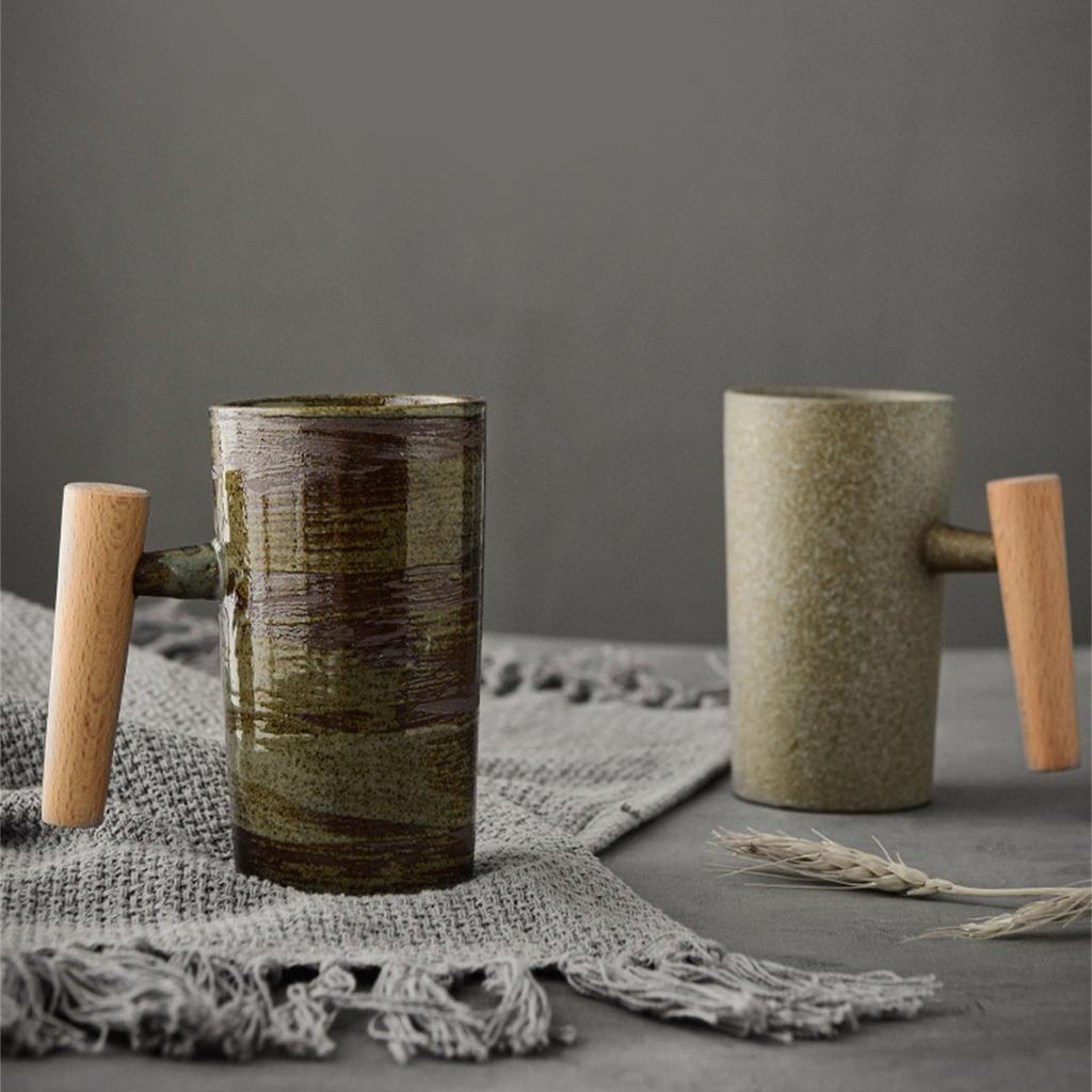 Японская чашка для кофе ручной работы, винтажная чайная чашка с деревянной ручкой, кружка, личность, пара, бытовая чашка для воды, каменная керамика, подарок