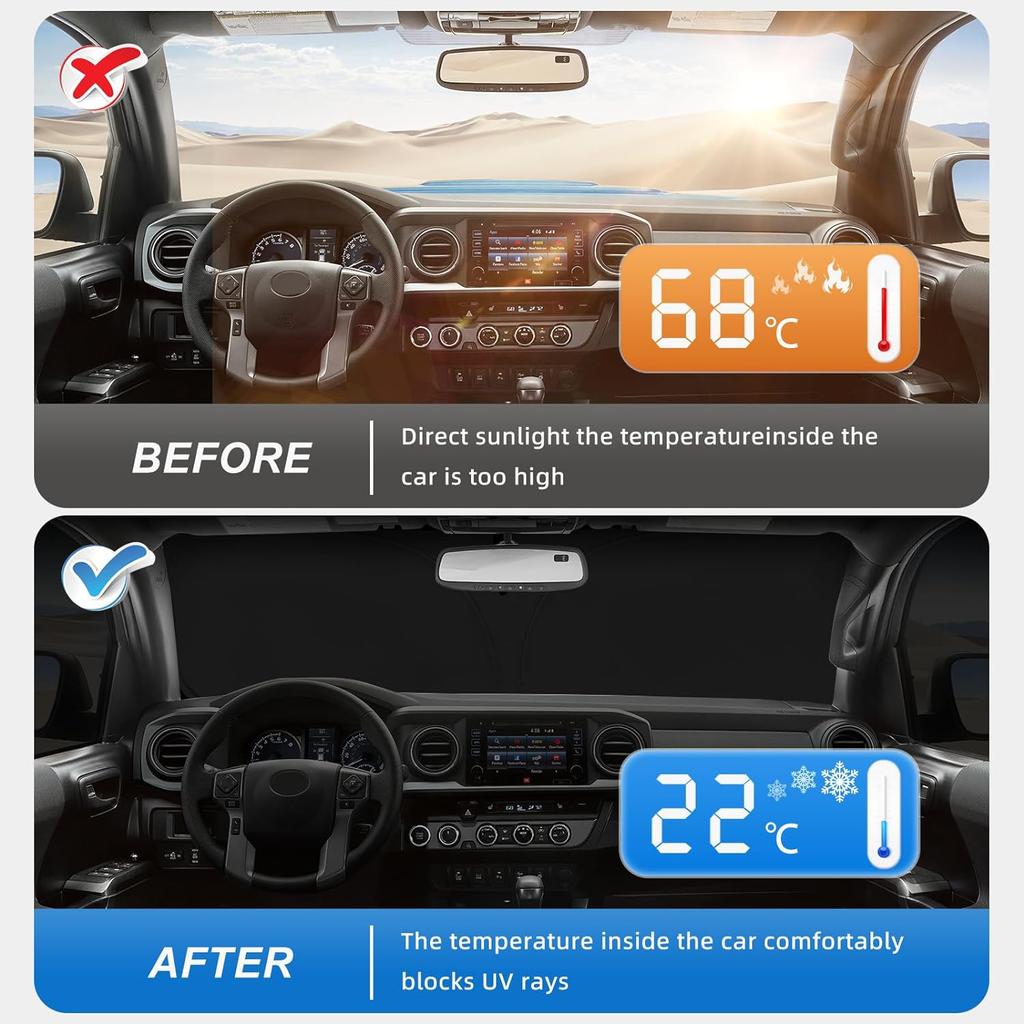 Козырек лобового стекла подходит для Toyota Highlander 2020-2024, двухслойный 240T солнцезащитный козырек на переднее окно, солнцезащитный козырек на заказ, складной солнцезащитный козырек, блок УФ