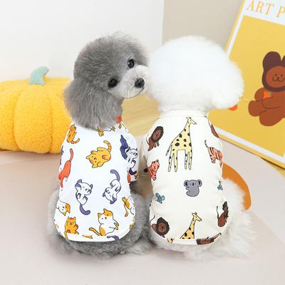 Весенне-летняя повседневная футболка для кошек и собак с принтом животных, удобная дышащая футболка с изображением щенка и котенка