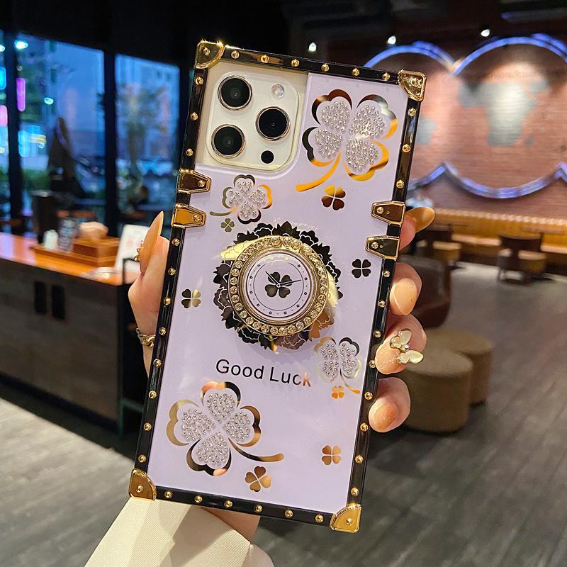 Креативный квадратный ремешок с ромбовидными перьями и листьями для IPhone 15 14 13 12 11 Pro Max чехол для Redmi 9 9A 9C Note 10 9/Samsung S23 S22 Ultra S21 A22 A52 A12