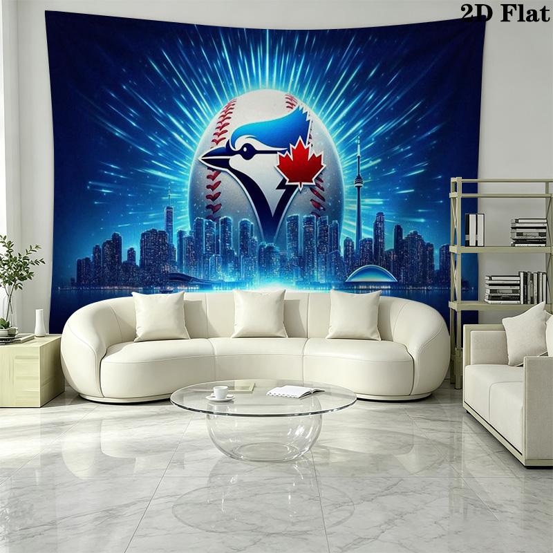 Toronto Blue Jays Logo Wall Tapestry Aesthetic Wall Hanging Printed Fabric Blanket Decorative Tapestries for Bedroom Living Room Home Decor