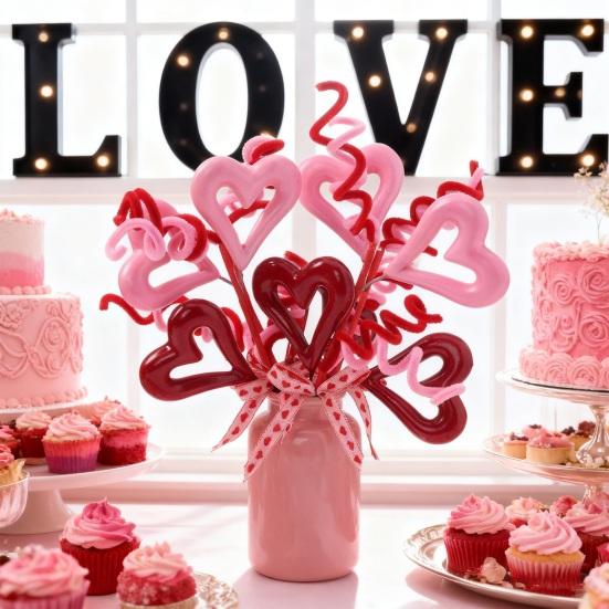Valentines Day Decorations Red Heart Berries Picks Artificial Valentines Day Floral Cuttings for Home Office Wedding Anniversary Party Decor Gift