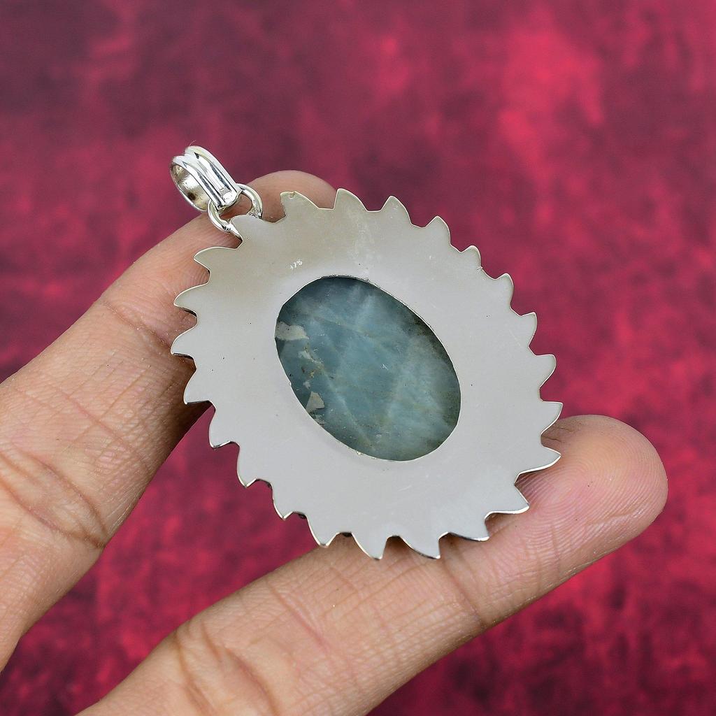 Аквамарин 925 сплошной серебряный кулон, кулон ручной работы с драгоценными камнями, подарки для жены абсолютно новый кулон