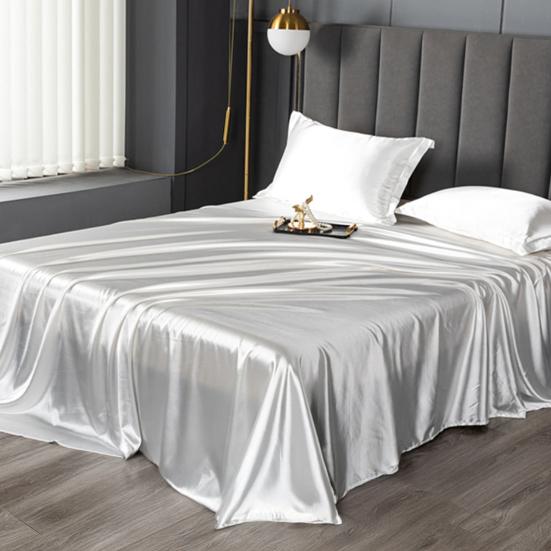 Yousheng Glossy Satin Sheets Solid Color Bed Sheet with 2 Pillowcases Cooling Wrinkle-Free Silky Smooth Sheets for Most Bed Sizes
