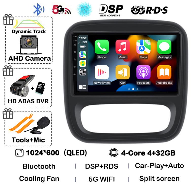 Android 14 Carplay Auto для Renault Trafic 3 2014-2021 Opel Vivaro B 2014-2018 BT Авторадио GPS Мультимедийный Плеер Стерео WIFI+4G