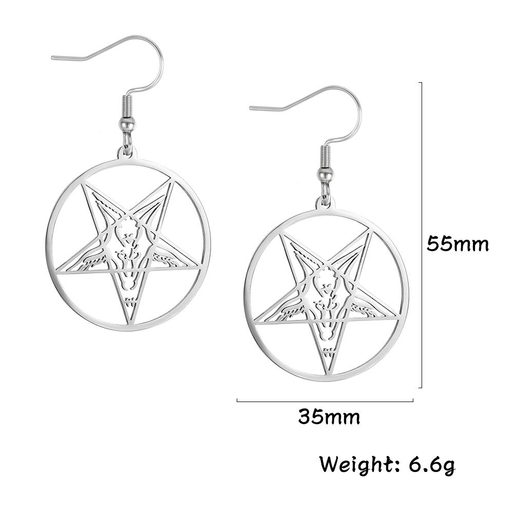 Stainless Steel Pentagram Hoop Earrings for Women Gothic Witchy Star Dangle Earrings Trend Amulet Jewelry