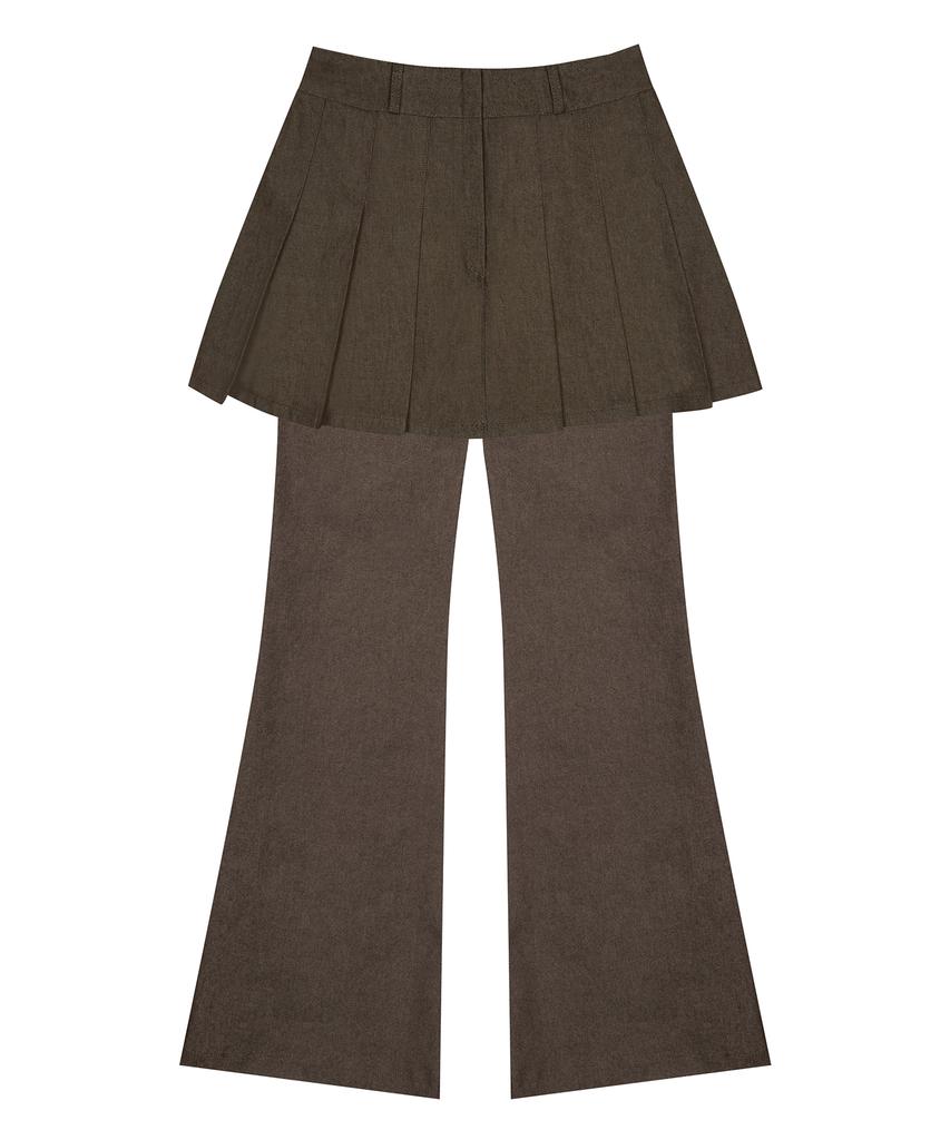 LUVISTRUE Im Denim Pleats Skirt Pants(Brown)