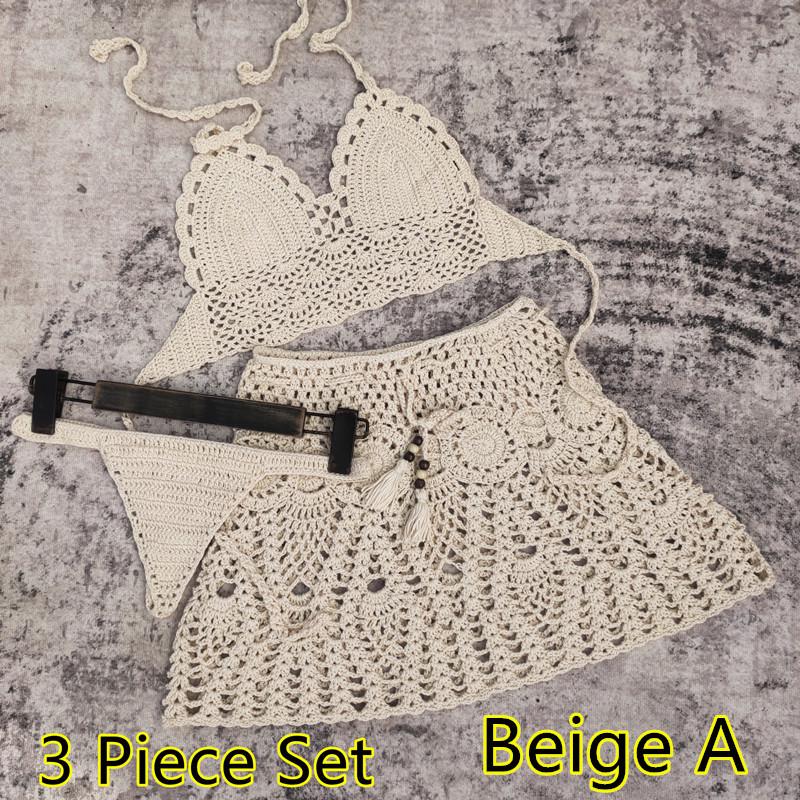 Handmade Crochet Bikini and Beach Dress Set (2/3-piece)