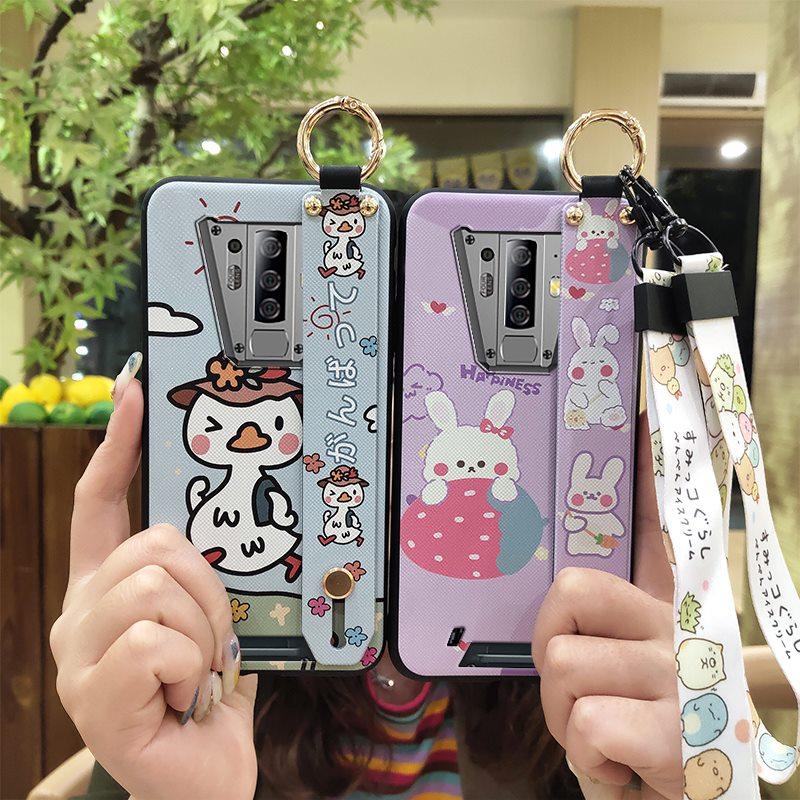 Kickstand Anti-dust Phone Case For Blackview BV6900 Wrist Strap Ring Cartoon Anti-knock Waterproof Cute Dirt-resistant
