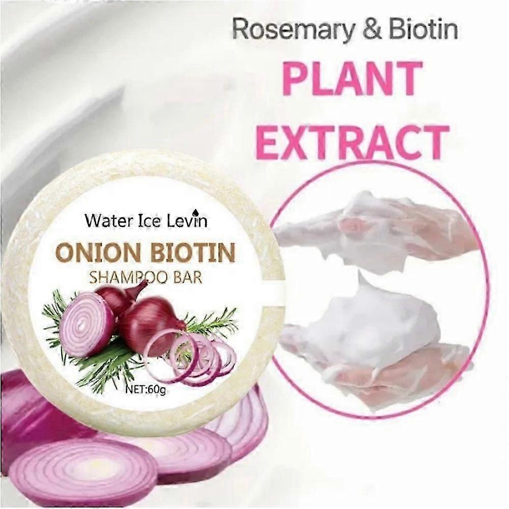 3pcs Onion and Biotin Shampoo Soap - 60g, Suitable for All Hair Types, Moisturizing and Smoothing, Rich in Rosemary Extract