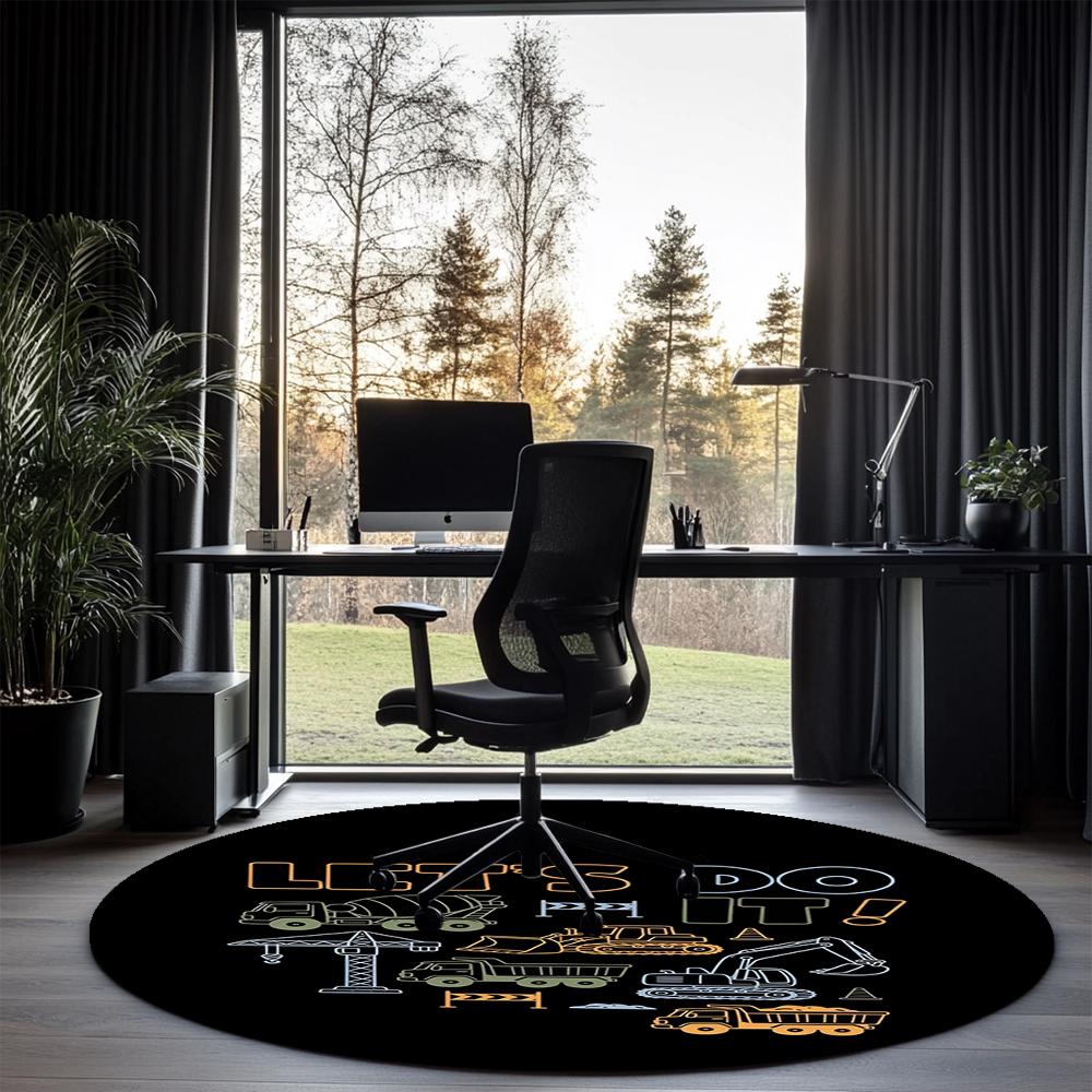 excavator Printed Round Rug Carpet Chair Rug Area Rug Entryway Doormats,for Office Chair Living Room Bedroom Kitchen Room.