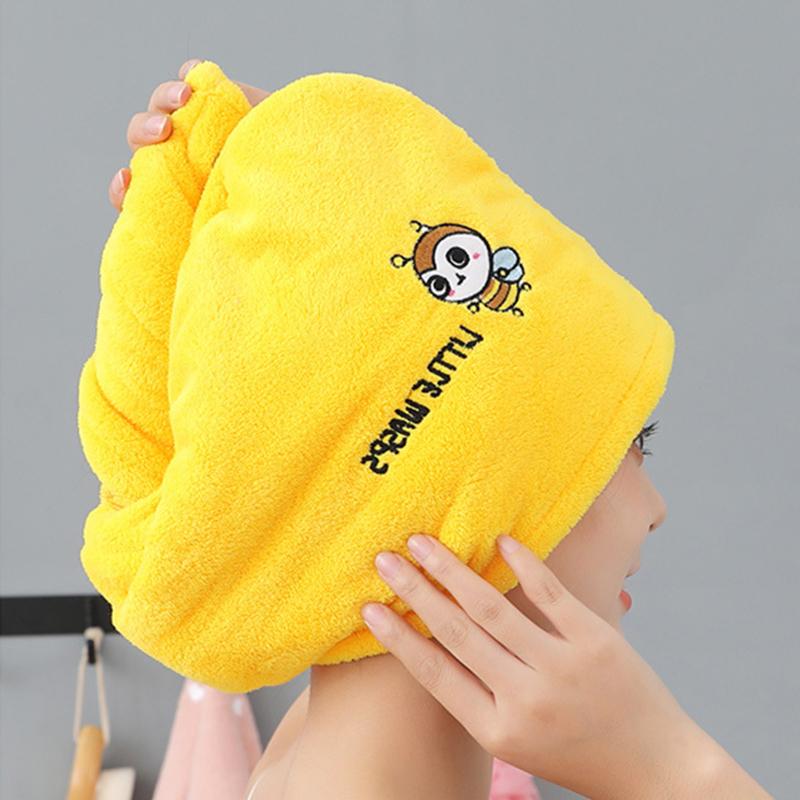 Волшебная шапочка для душа из микрофибры, двухслойное вышитое полотенце, шапочки для ванны, шапочка для сухих волос, быстросохнущая мягкая шапочка для леди, тюрбан